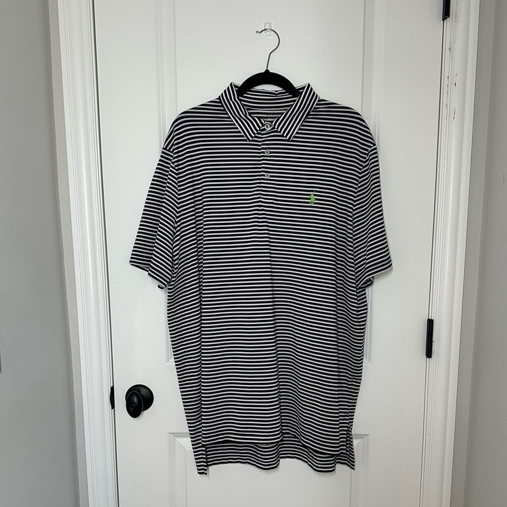 Ralph Lauren Striped Polo Shirt – Navy/White – Size XL – Classic Fit